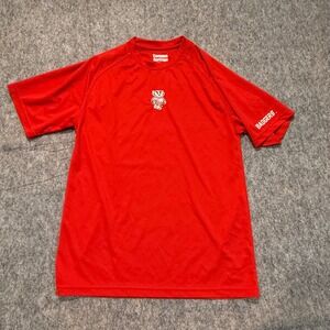 Campus Heritage Wisconsin Badgers Mens Large Red Dry-Fit T-Shirt Bucky UW Madiso